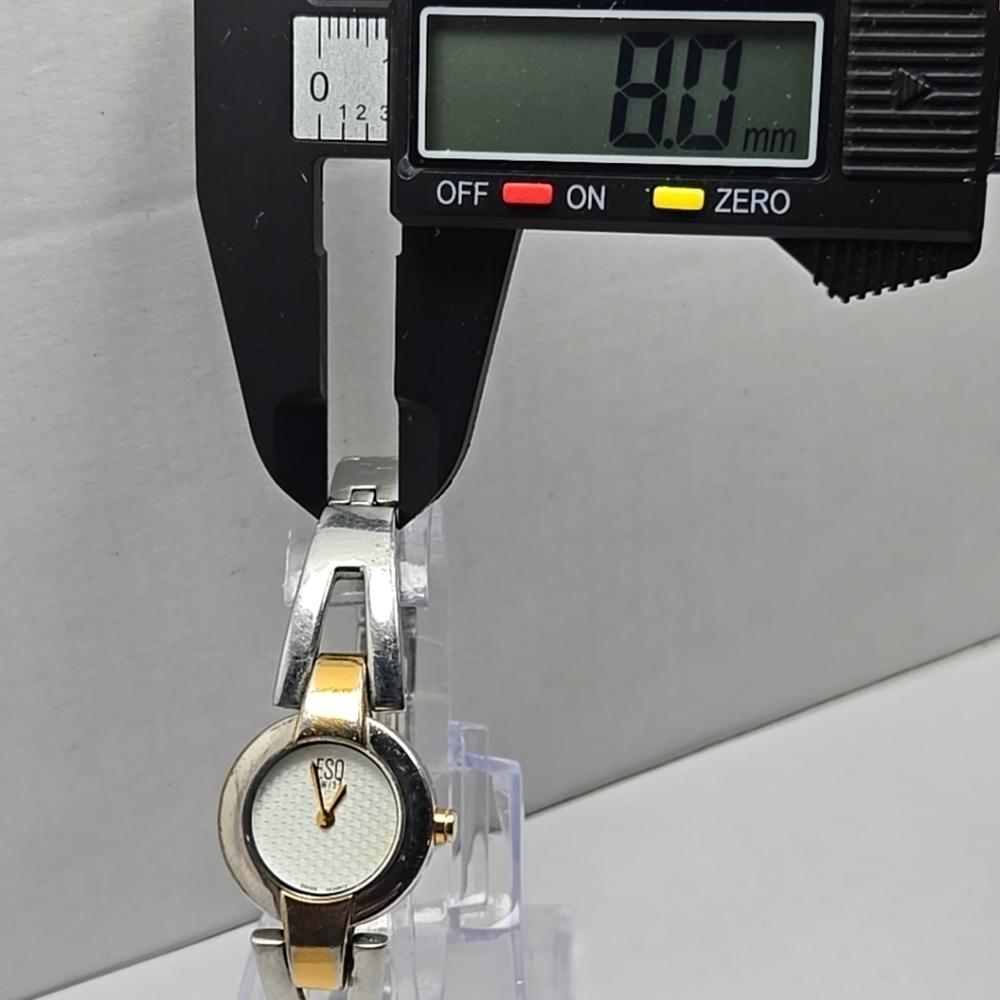 Womens ESQ Swiss By Movado Watch Gold Silver Two Toned E5224 New Battery Dainty - Picture 5 of 8